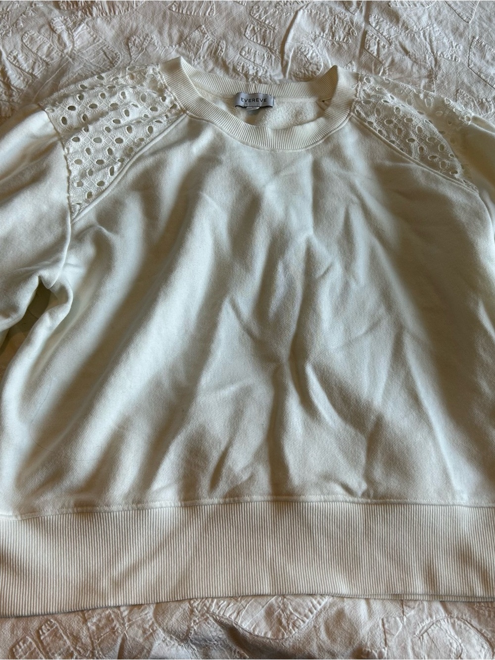 Evereve Cream Eyelet Shoulder Sweatshirt